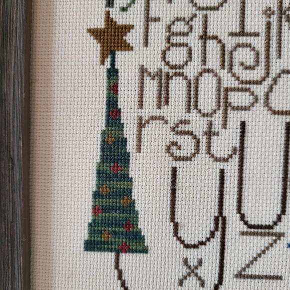 Handmade Primitive Christmas Theme Cross Stitch Sampler - Picture 2 of 15